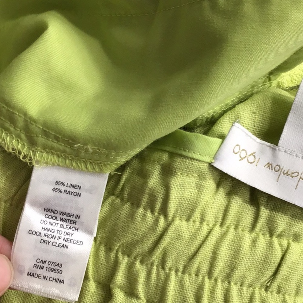House of Harlow Green Linen Rayon Wide Leg Pants, S - Picture 9 of 11